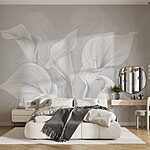 Wall murals Elegant lilies on monochrome background.