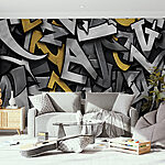 Wall murals Abstract letters with metallic textures.