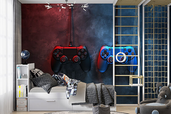 Blue video game controller Wall murals Blue video game controller