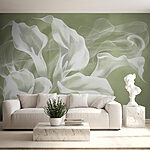 Wall murals Delicate white calla lilies on green.