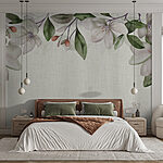 Wall murals Floral border with pastel blooms