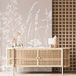 Wall murals White silhouettes of flowers