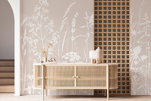 White silhouettes of flowers Wall murals White silhouettes of flowers