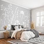 Wall murals White flower with a grey background