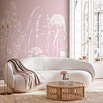 Wall mural Silhouettes of wildflowers on pink