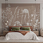Wall murals Silhouetted Wildflowers on Neutral Background