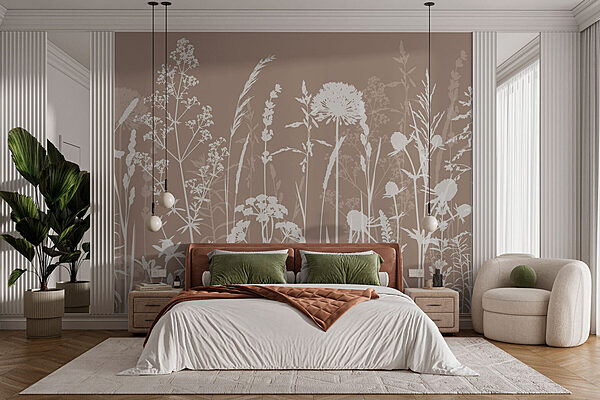 Wall murals Silhouetted Wildflowers on Neutral Background