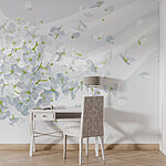 Wall murals White flowers flying in the air