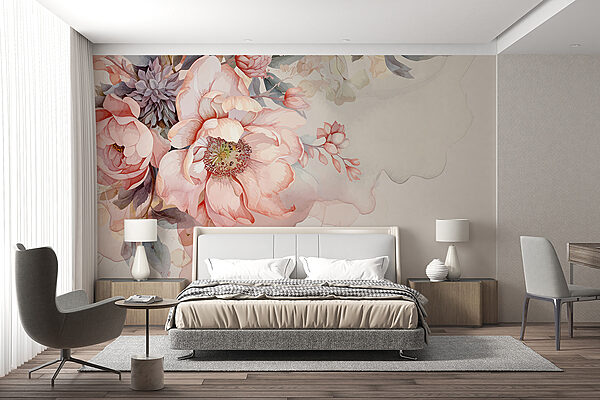 Watercolor blooms in soft pastels Wall murals Watercolor blooms in soft pastels