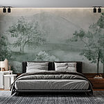 Wall murals Landscape with trees and hills
