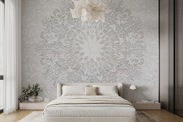 White floral design on a white surface Wall murals White floral design on a white surface