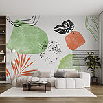 Wall murals Green and orange art
