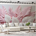 Wall murals Group of pink and white leaves