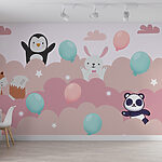 Wall murals Cartoon of animals and balloons