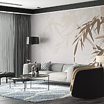 Wall murals Bamboo leaves on a white background