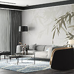 Wall murals Bamboo leaves on a white background