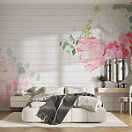 Wall murals White and pink flowers on a white background