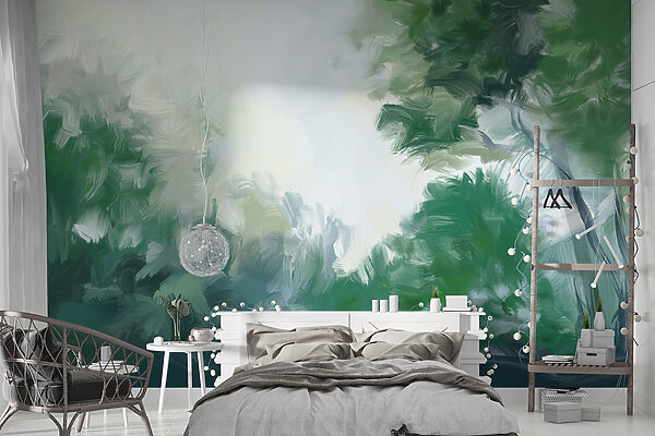 Painting of trees and bushes Wall murals Painting of trees and bushes