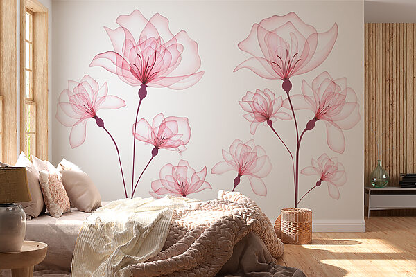 Wall mural Wall mural Group of pink flowers (SKU: w00744)