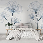 Wall murals Transparent flowers on a white background