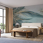 Wall murals Group of feathers on a white background