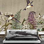 Wall murals Birds flying over plants