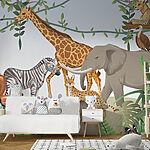 Wall murals Group of animals in a forest