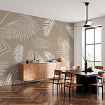 Wall murals White leaves on a brown background
