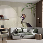 Wall murals Bird standing in front of a moon