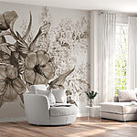 Wall murals Drawing of flowers and leaves