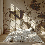 Wall murals Floral elegance in sepia tones