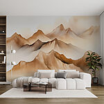 Wall murals Painting of mountains with clouds
