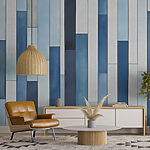 Wall murals Blue and white striped wall