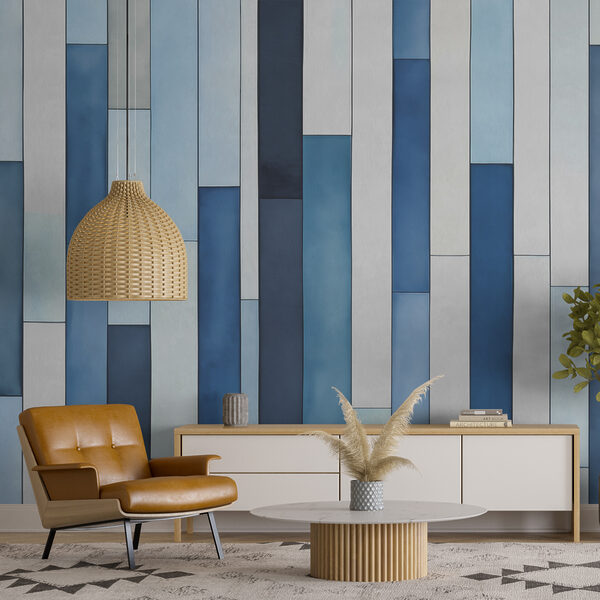 Blue and white striped wall Wall murals Blue and white striped wall