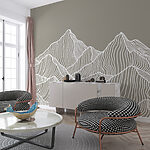 Wall murals White line art of mountains