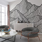 Wall murals Black and white drawing of a mountain range