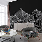 Wall murals Black and white mountain range