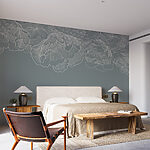 Wall murals White line drawing of flowers