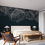Wall murals White line drawing of flowers
