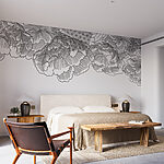 Wall murals Black and white drawing of flowers