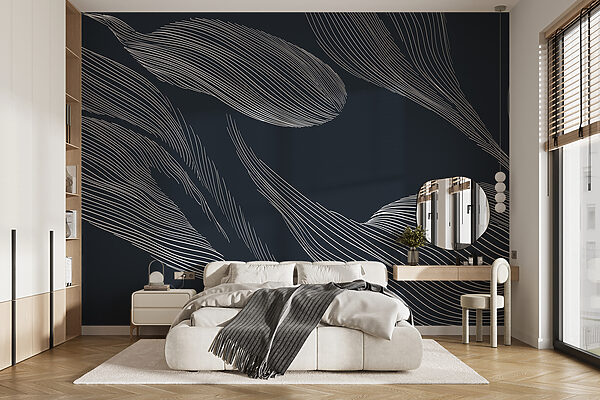 Wall mural White lines on a blue background