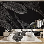Wall murals Black and white image of a leaf