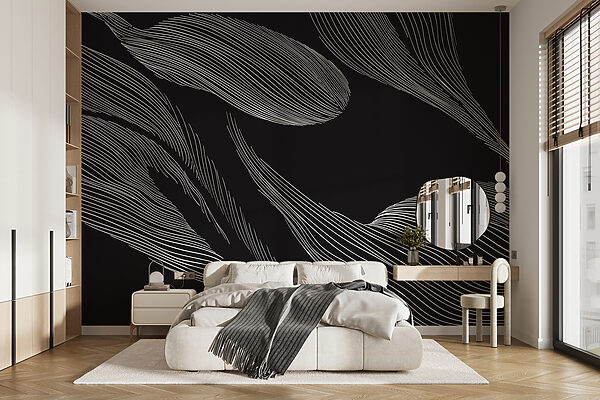 Wall murals Black and white image of a leaf