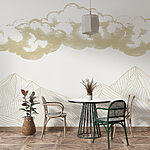 Wall murals Drawing of mountains and clouds
