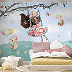Wall murals Girl swinging on a swing