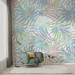 Wall murals Pattern of leaves on a white background