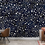 Wall murals Pattern of white dots and stars on a dark blue background