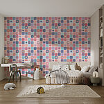 Wall murals Pattern of squares with small flowers