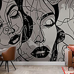 Wall murals Black and white image of a woman's face