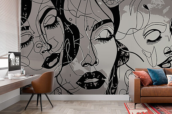 Black and white image of a woman's face Wall murals Black and white image of a woman's face